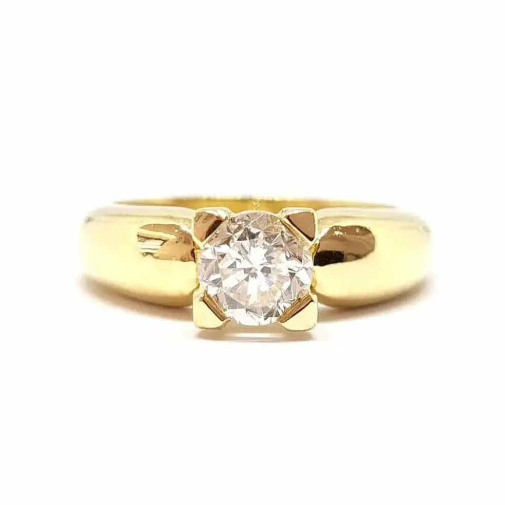 Solitaire fiançailles diamant or jaune