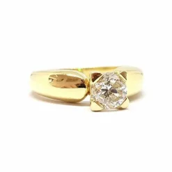 Solitaire fiançailles diamant or jaune