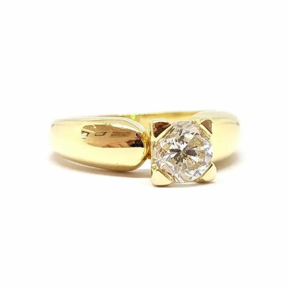 Solitaire fiançailles diamant or jaune
