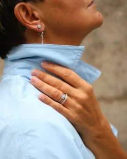 Solitaire flocon or blanc diamant