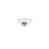 Solitaire Or Blanc Aigue Marine