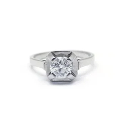 Solitaire or blanc diamant