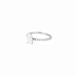 Solitaire or blanc diamant poire