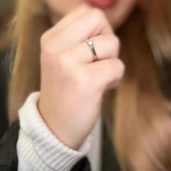 Solitaire or blanc diamant