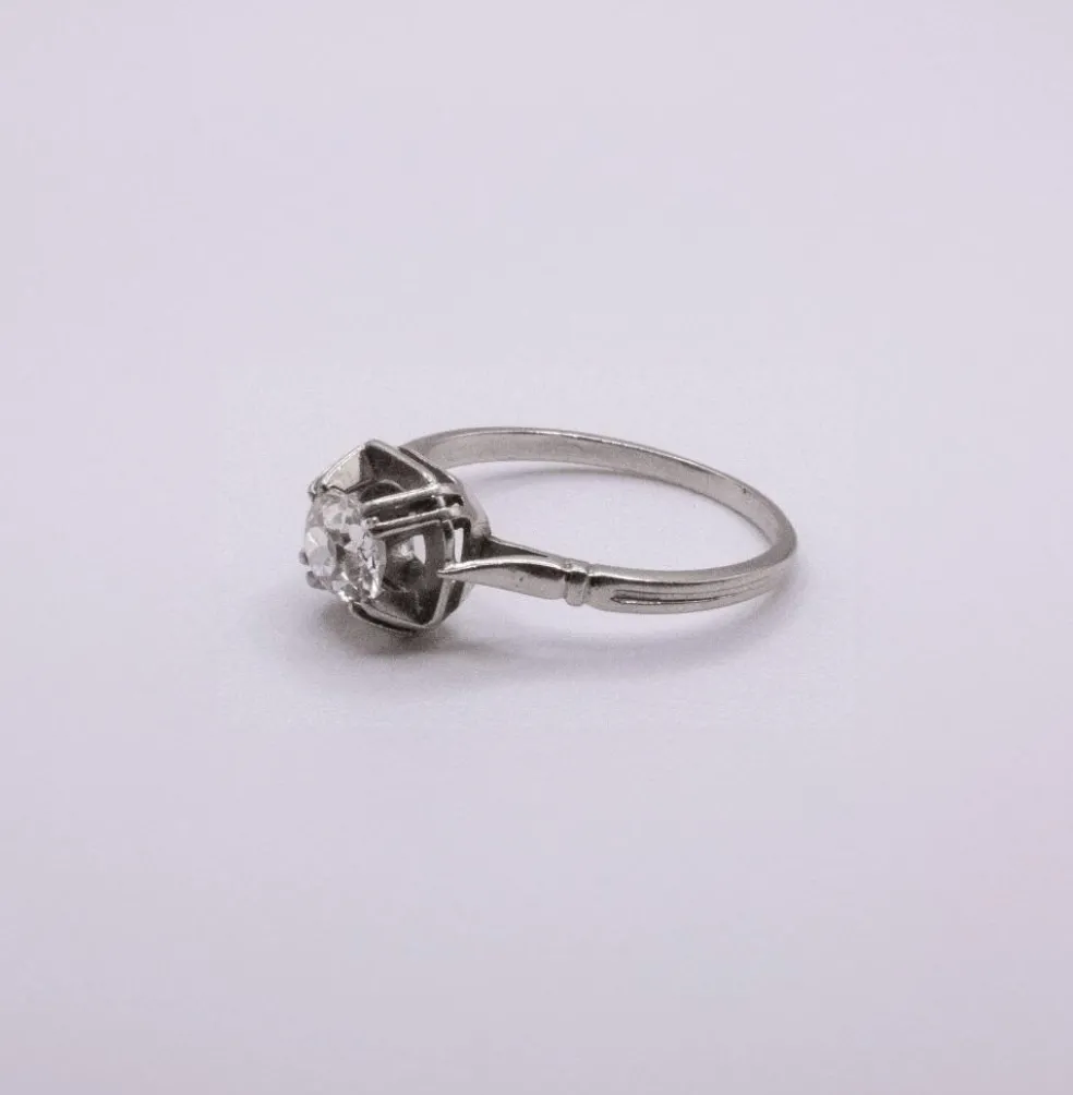 Solitaire Or Blanc Diamant