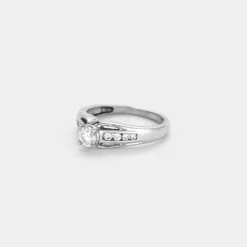 Solitaire or blanc diamant