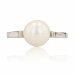 Solitaire or blanc perle de culture