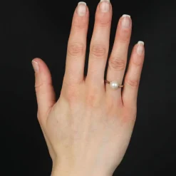 Solitaire or blanc perle de culture