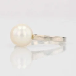 Solitaire or blanc perle de culture