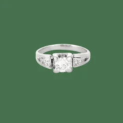 Solitaire or blanc platine diamants