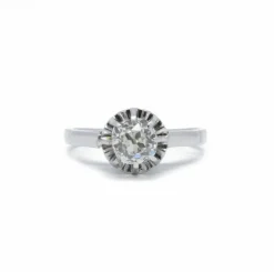 Solitaire or blanc platine et diamant