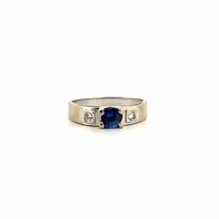Solitaire Or Blanc Saphir Diamants