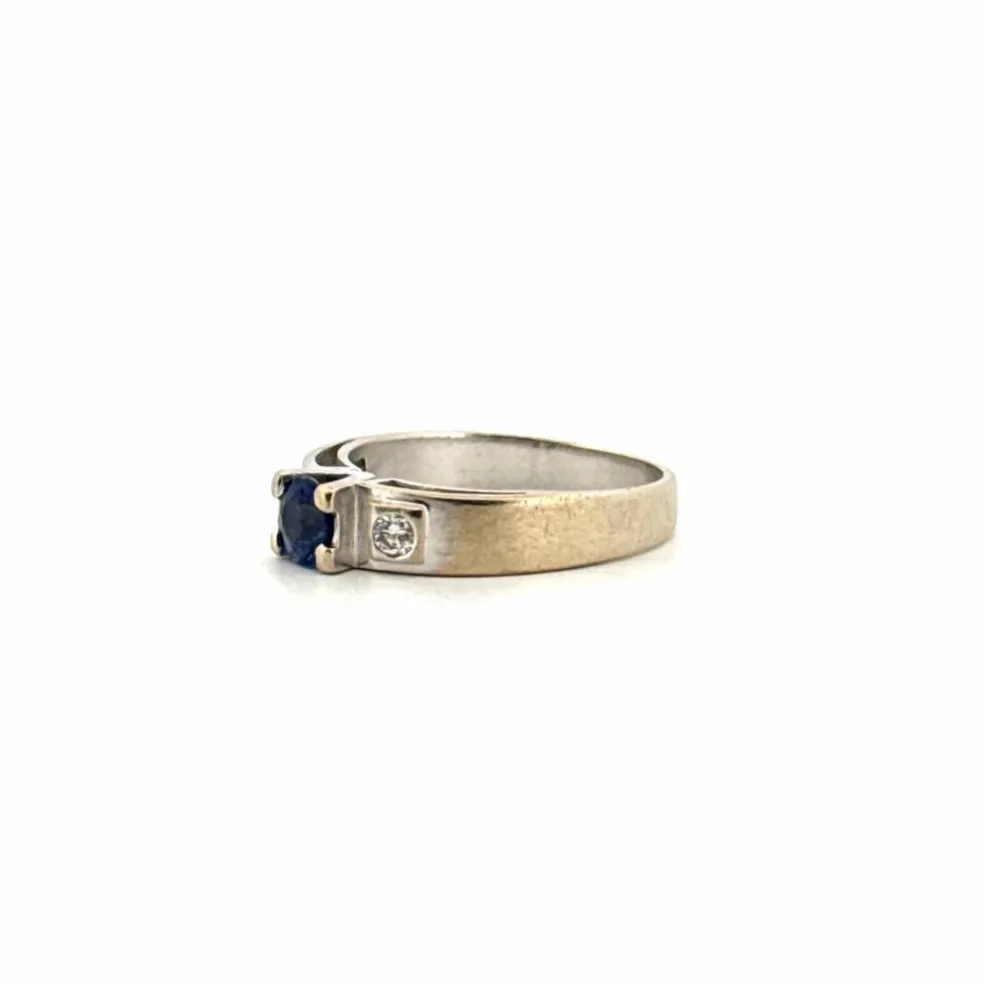 Solitaire Or Blanc Saphir Diamants