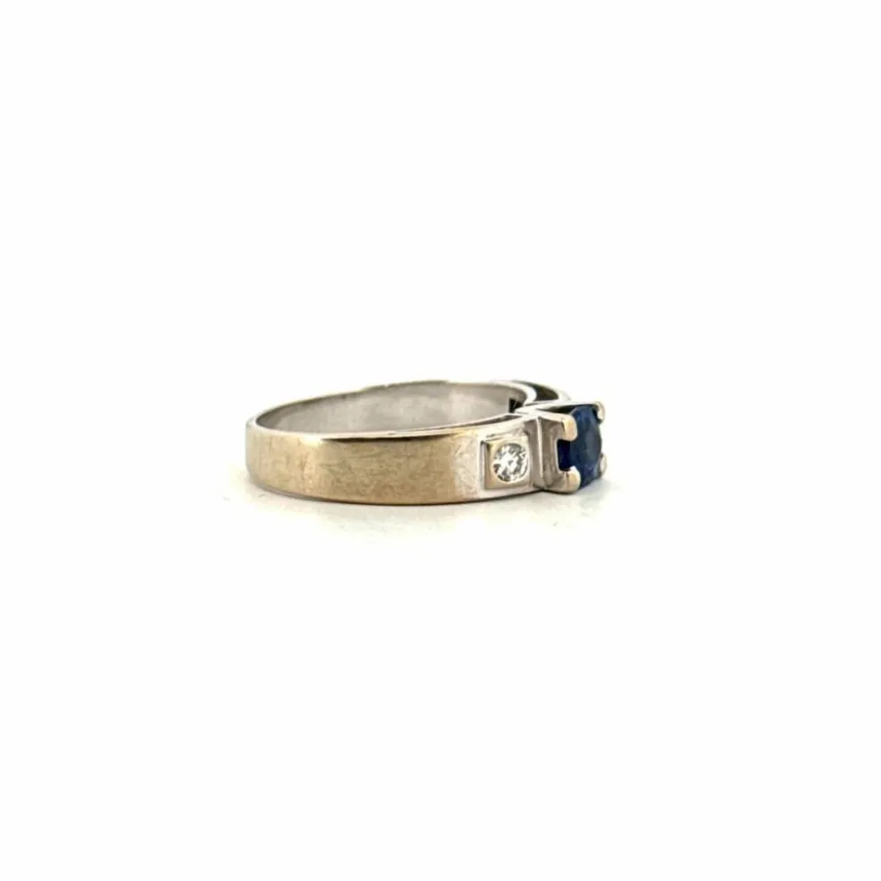 Solitaire Or Blanc Saphir Diamants