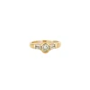 Solitaire or jaune et diamants