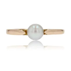 Solitaire or jaune perle de culture