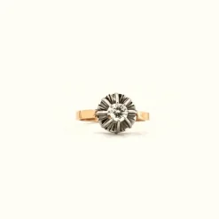 Solitaire or jaune platine et diamant