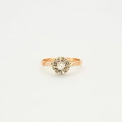 Solitaire or rose et diamants