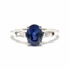 Solitaire saphir diamants or blanc