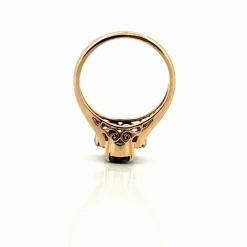 Solitaire saphir et diamants , or jaune 18 carats