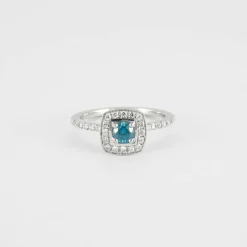 Solitaire topaze blue London et diamants