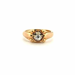 Solitaire vintage or jaune et diamant