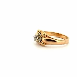 Solitaire vintage or jaune et diamant
