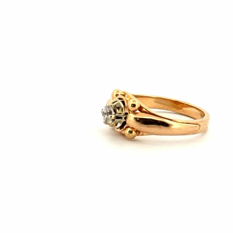 Solitaire vintage or jaune et diamant