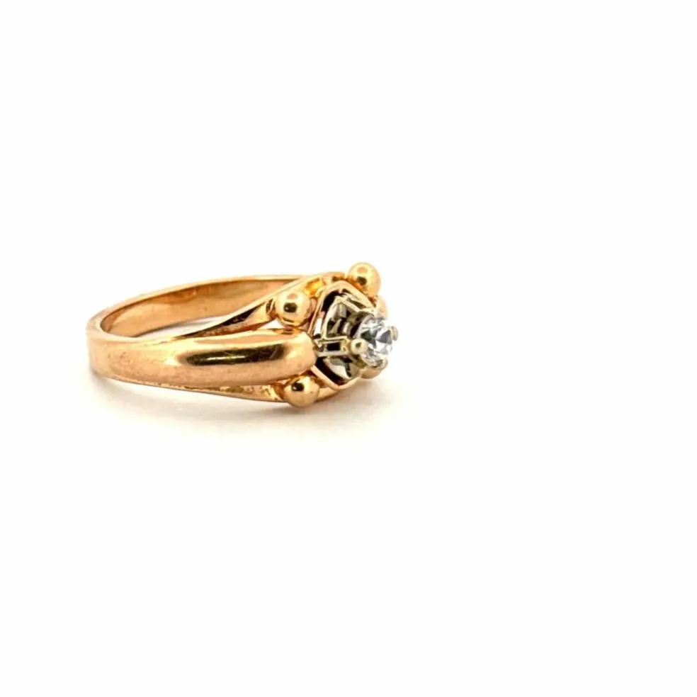 Solitaire vintage or jaune et diamant