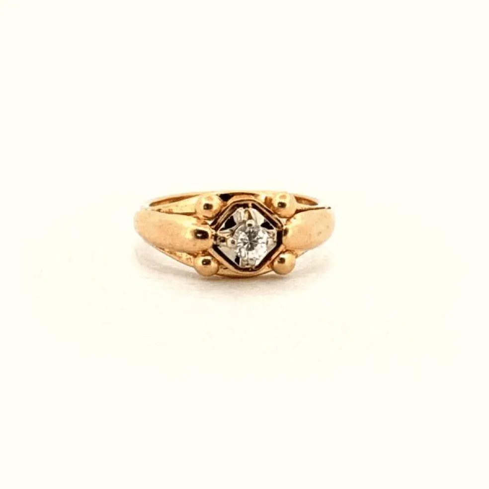 Solitaire vintage or jaune et diamant