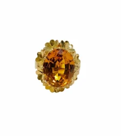 Sublime bague cocktail or jaune citrine