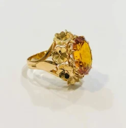 Sublime bague cocktail or jaune citrine
