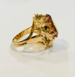 Sublime bague cocktail or jaune citrine