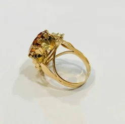 Sublime bague cocktail or jaune citrine
