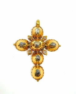 Sublime croix antique en or et diamants taillés en rose de table