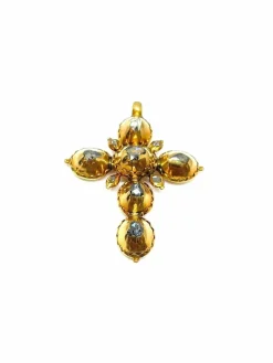 Sublime croix antique en or et diamants taillés en rose de table