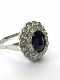 Superbe bague en platine avec saphir et diamants
