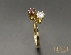 Toi et Moi Contemporain or jaune diamant rubis