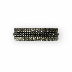 Trio diamants noirs et blancs et améthystes