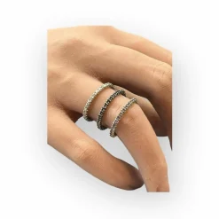 Trio diamants noirs et blancs et améthystes