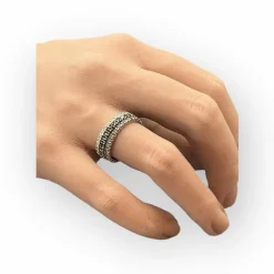 Trio diamants noirs et blancs et améthystes