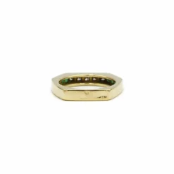 Triple bague Or jaune Diamants Emeraude Saphir Rubis