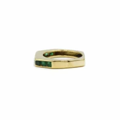 Triple bague Or jaune Diamants Emeraude Saphir Rubis