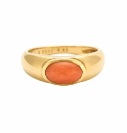 VAN CLEEF & ARPELS - Bague jonc Or jaune et Corail