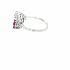 Victorian Certified Natural Unheated Ruby Diamond Vous et Moi Ring