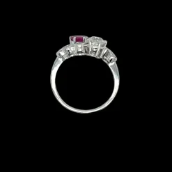 Victorian Certified Natural Unheated Ruby Diamond Vous et Moi Ring