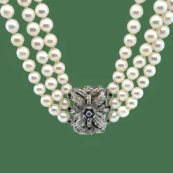 Vintage - Collier de perles de culture - fermoir or blanc