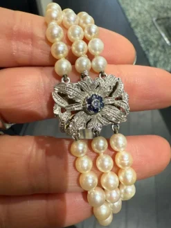Vintage - Collier de perles de culture - fermoir or blanc