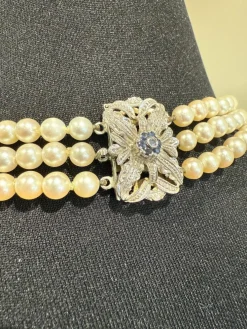 Vintage - Collier de perles de culture - fermoir or blanc