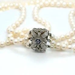 Vintage - Collier de perles de culture - fermoir or blanc